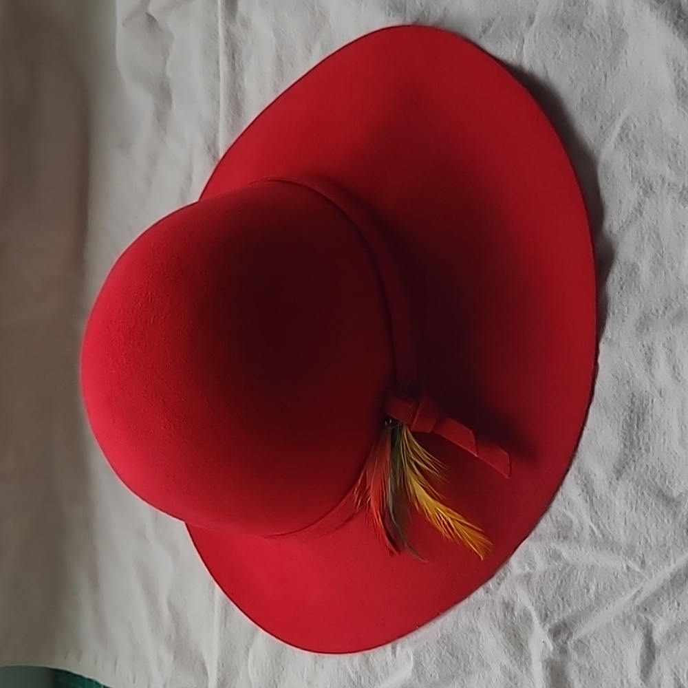 Doeskin Felt 100% Wool Hat Red Made In USA Vintage